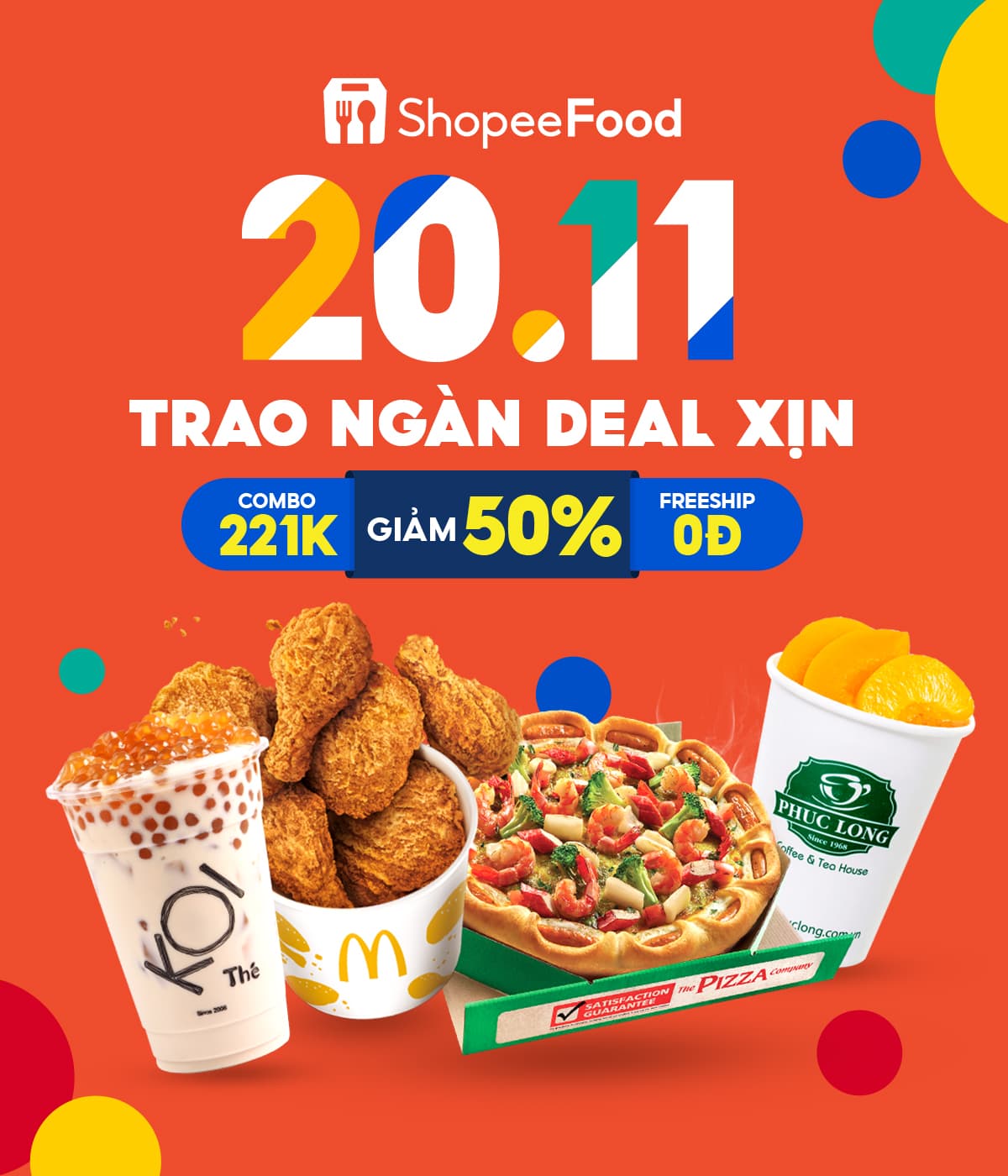 Đơn 0đ từ Shopee Food Ưu đãi FreeShip Voucher giảm 50%