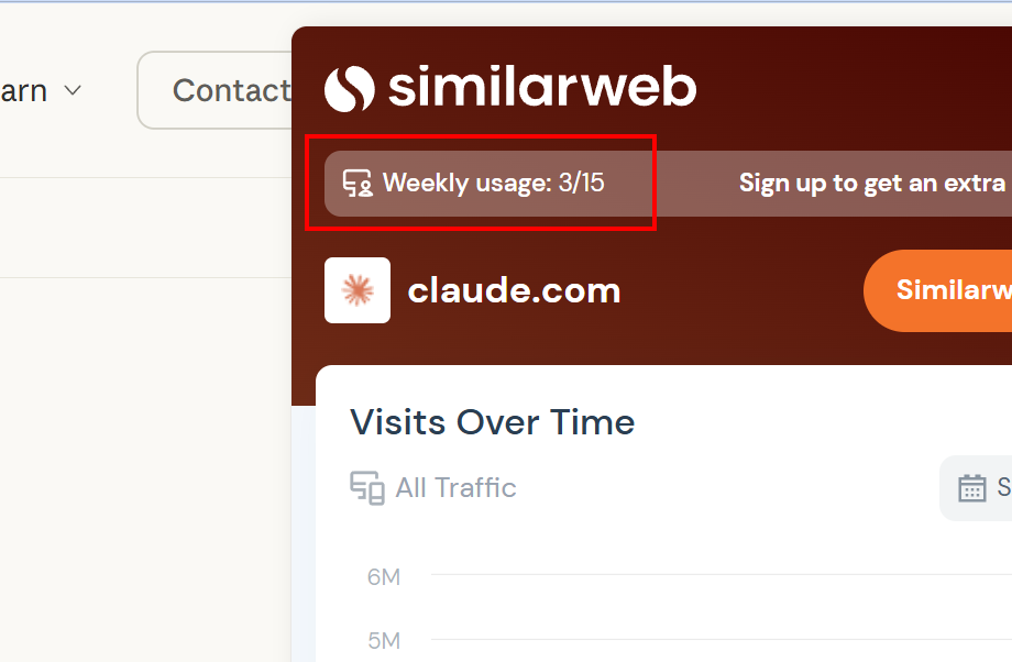 Cách Reset Weekly Usage của Extension Similarweb
