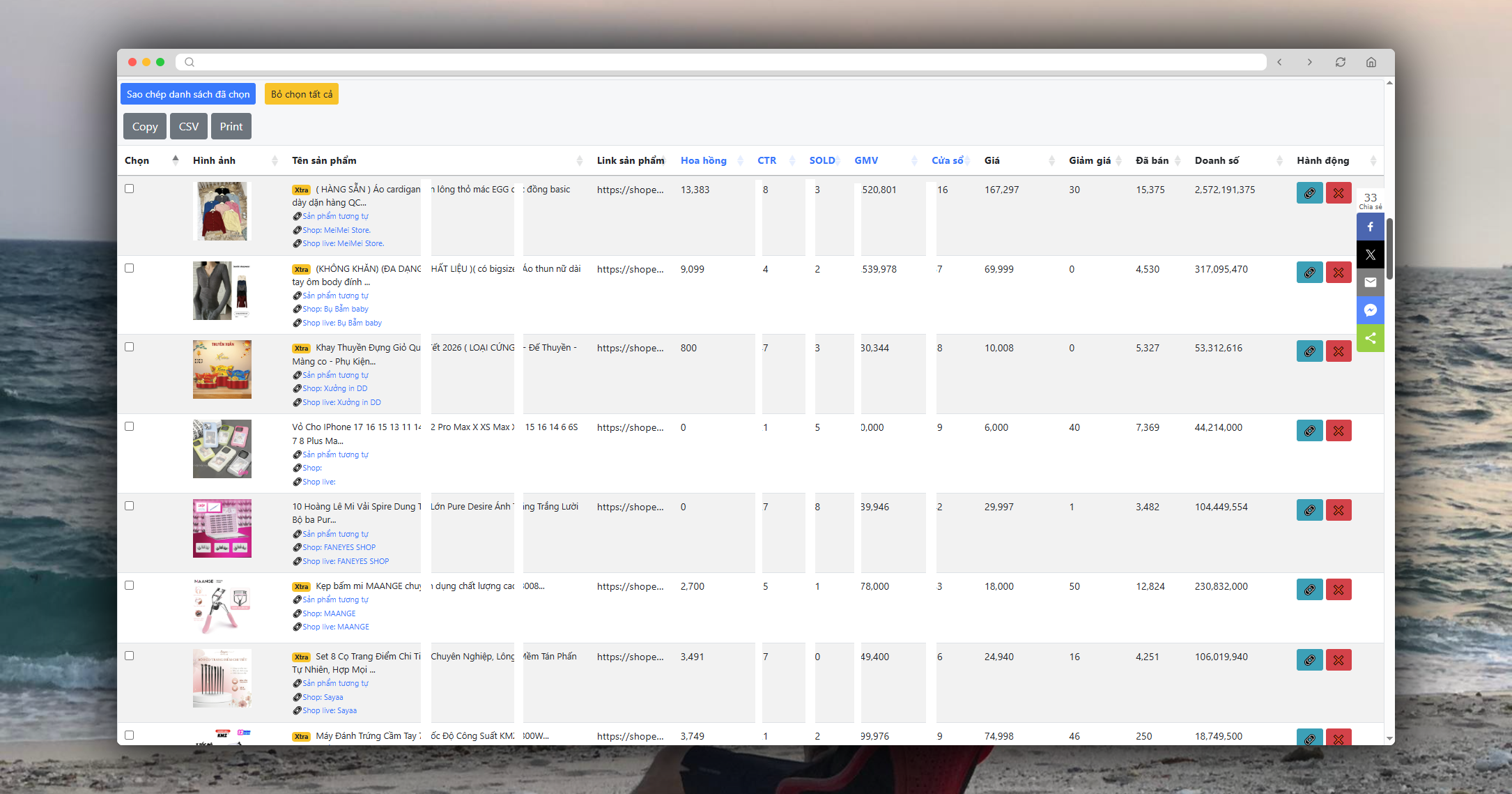 Danh sách sản phẩm