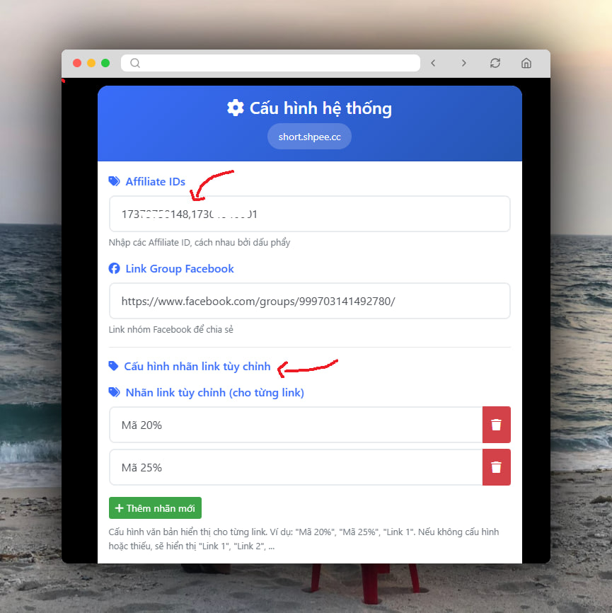 Cấu hình aff_id